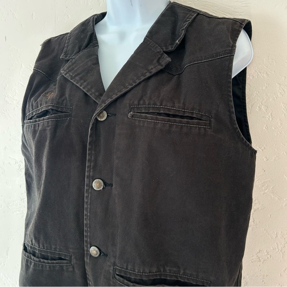 Wyoming Traders Vest Men Medium Brown Lined Canvas Western Ranch Rodeo Cowboy - Picture 5 of 11